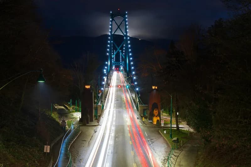 Lions Gate Bridge Vancouver at night